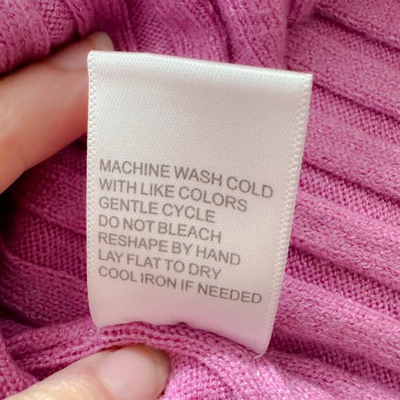 Stitchdrop Crew Neck Rib Knit Long Sleeve Bodycon Midi Sweater Dress Pink L NWT - Picture 10 of 11